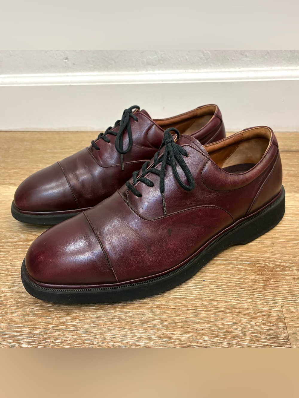 Rockport Leather Cap-Toe Oxford Dress Shoes Deep Burgundy Mens Size US 10 M
